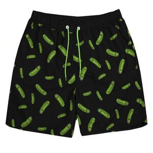 Rick And Morty Mens Pickle Rick Swim Shorts / Black/Green